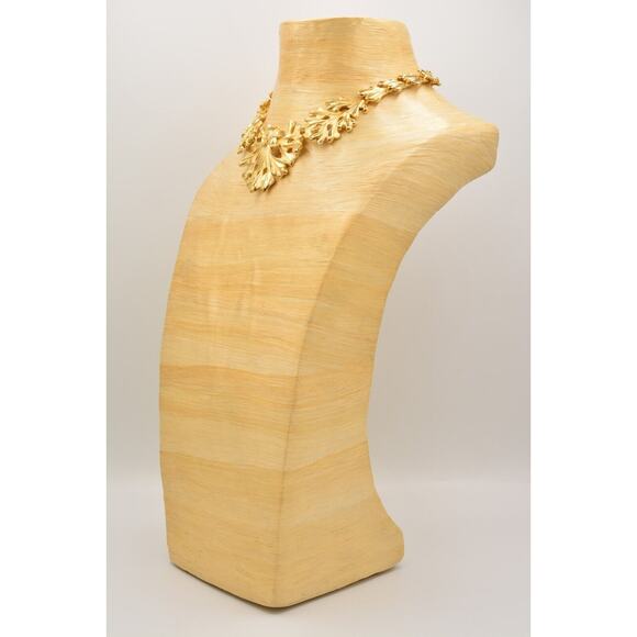 Fernando Originals Collar Necklace Leaf Chunky Brushed Gold Chain FO Signed A20 - Picture 8 of 12